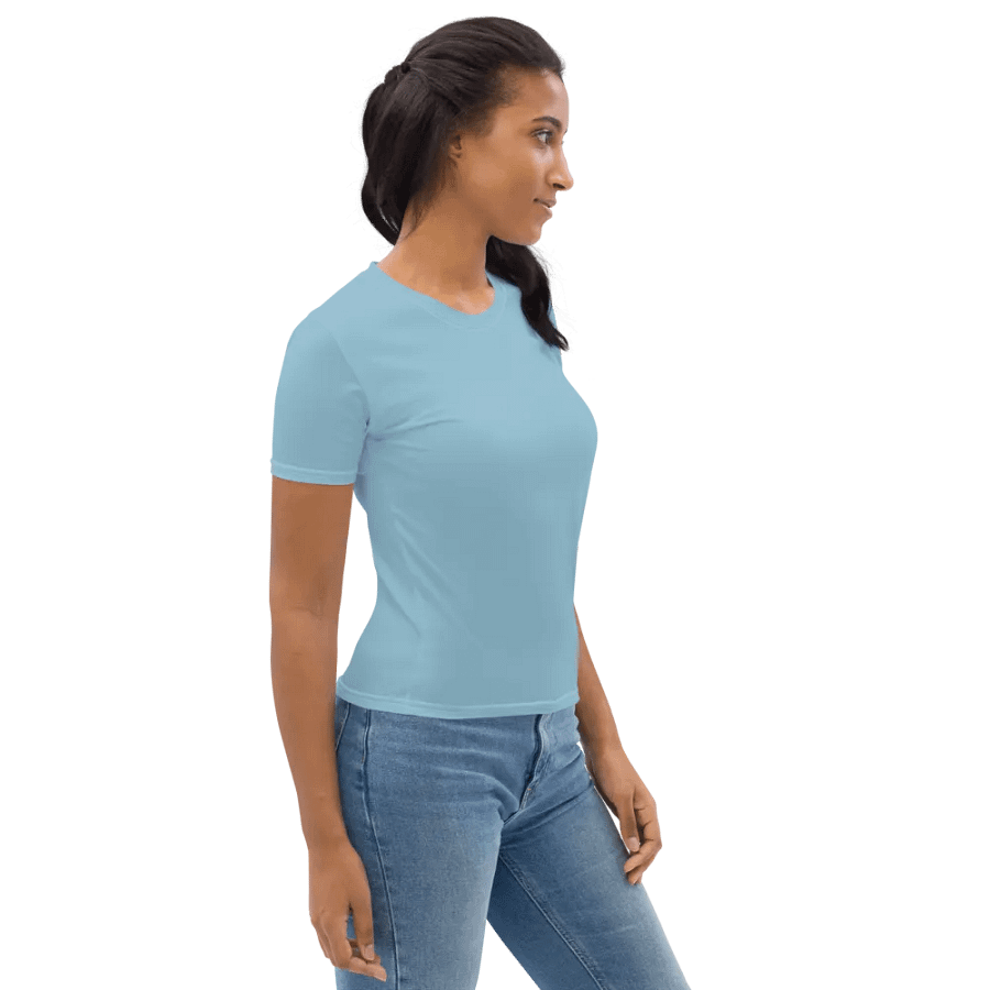 Plain Light Blue Soft Summer Women's Crewneck Polyester Heavyweight Premium T-Shirt by Treasure Pie product image (8)