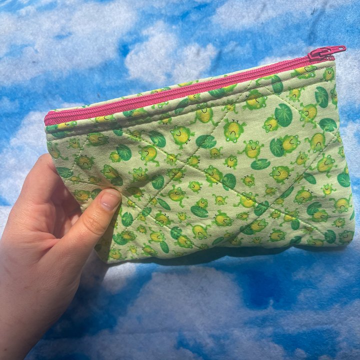 Happy Little Frogs Quilted Zipper Pouch product image (2)