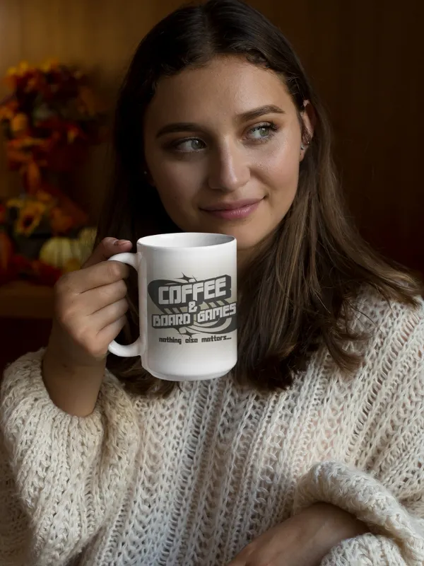 Retro Coffee & Board Games Mug, large 15oz Coffee Cup product image (2)