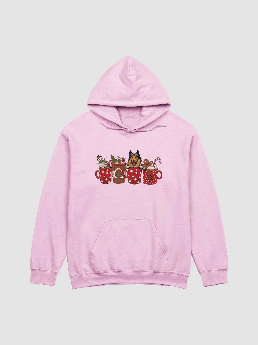 Cute Rough Collie in a Christmas Cup Hooded Sweatshirt | Funny Christmas Pup in a Cup product image (9)
