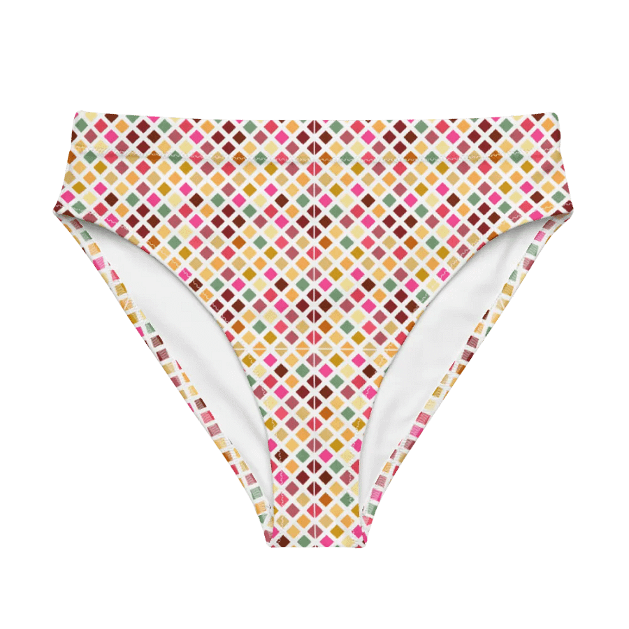 Colorful Square Pattern Design High Waist Bikini Bottom - V3 product image (5)