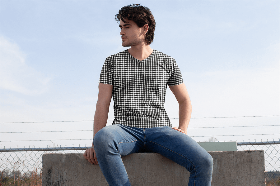 Abstract Black and White Chain Unisex V Neck Sports Jersey product image (10)