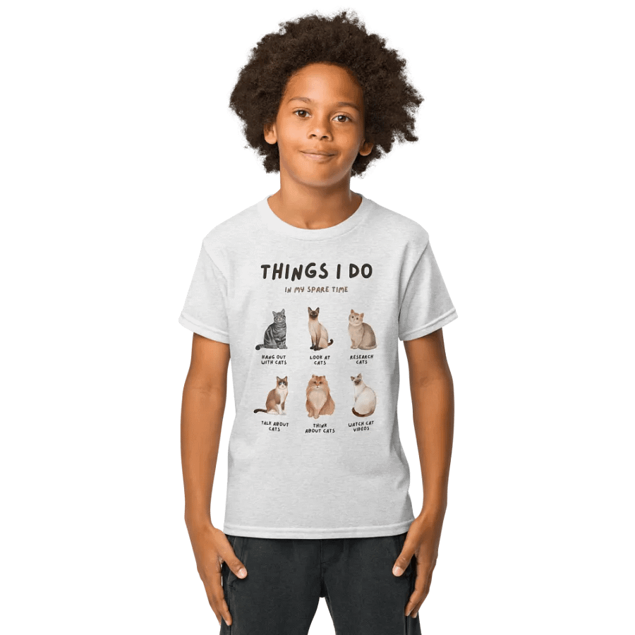 Things I Do: Cat Edition Kids Tee product image (3)