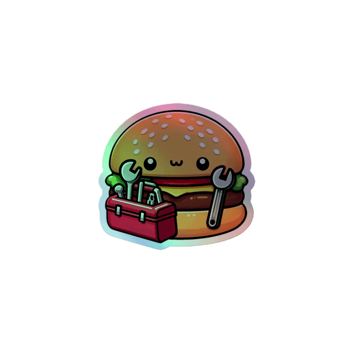 Whimsical Burger Wrench Holographic Sticker Sheet product image (1)