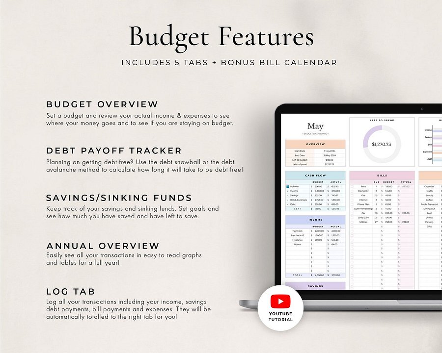 Simple Budget + Planner Spreadsheet for Google Sheets product image (2)