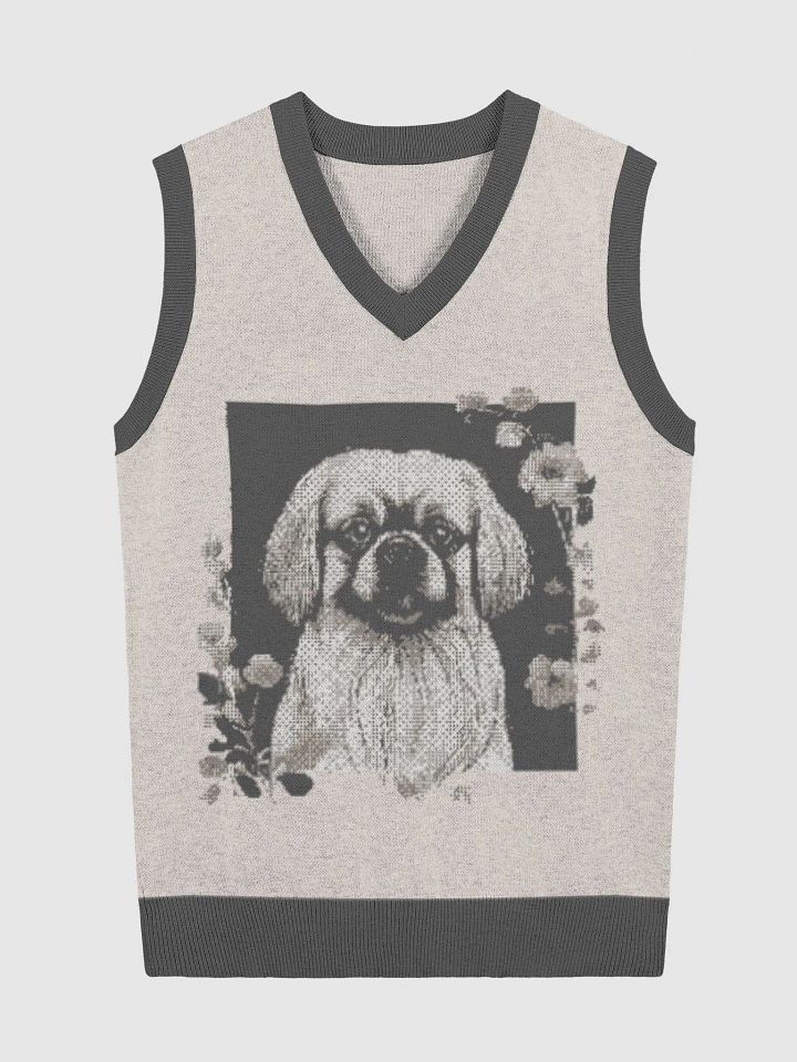 Floral Pekingese Knitted V-Neck Vest product image (3)
