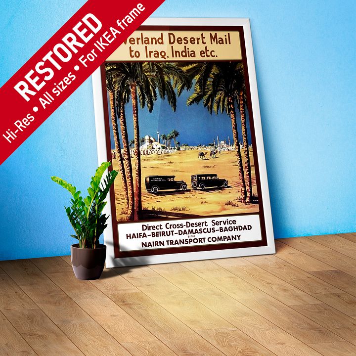 Haifa, Beirut, Damascus, Baghdad. Nairn transport Co. Israel, Palestine, Lebanon, Syria, Iraq 1923 — retro travel poster, vintage travel art product image (1)