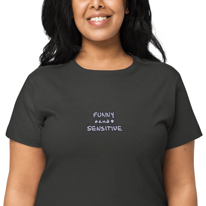 FUNNY *and* SENSITIVE (lined design) embroidered waist length t-shirt product image (22)