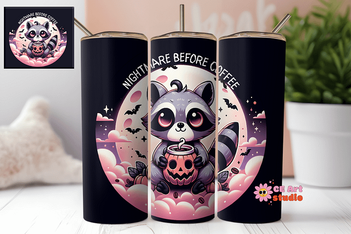 Nigthmare Before Coffee Tumbler Wrap PNG product image (1)