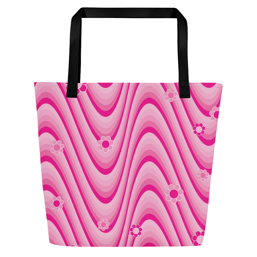 Retro Flowers Pink Wave Tote Bag product image (1)