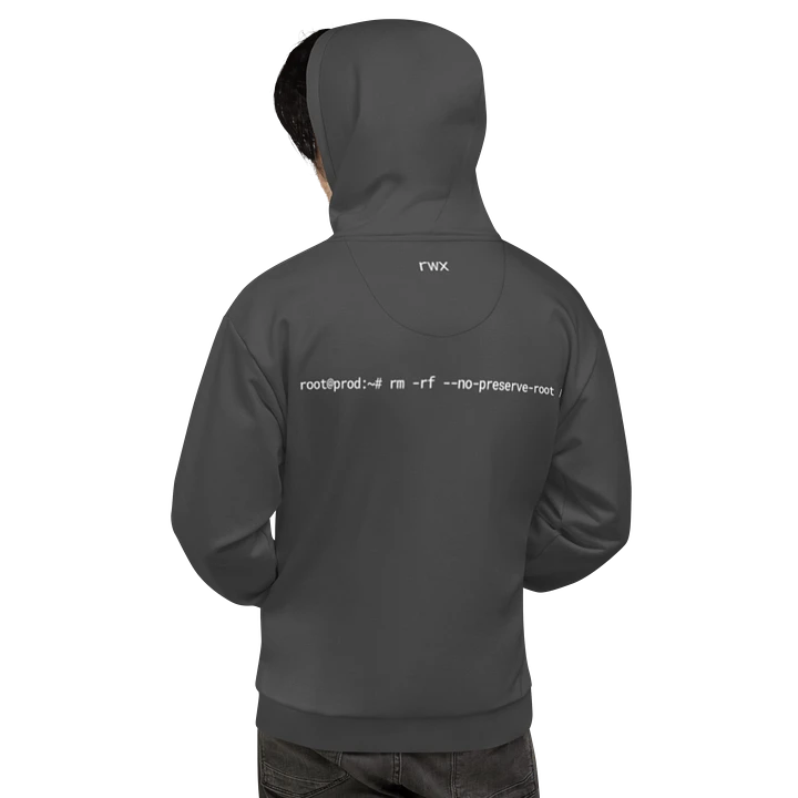 goodbye cruel world, rm -rf / hoodie (darker grayscale mode) product image (1)