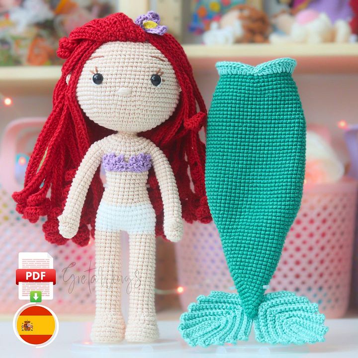 Patrón Amigurumi de Ariel – Versión Sirena (Descarga Digital) product image (1)