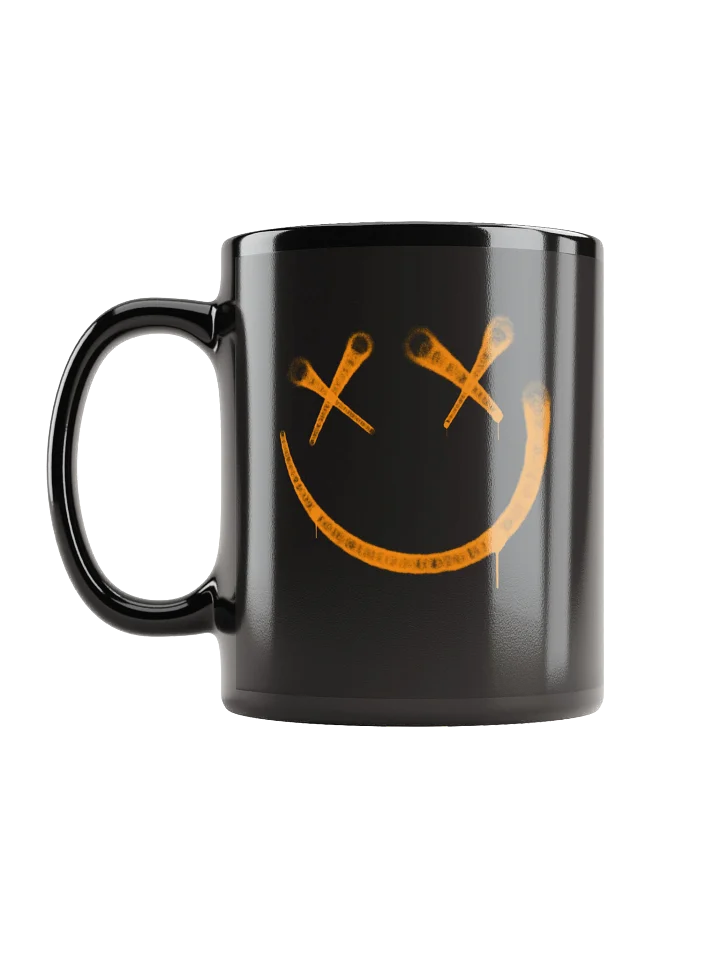 Grunge Style Crossed Eyes Smile Face Black Coffee Mug product image (2)
