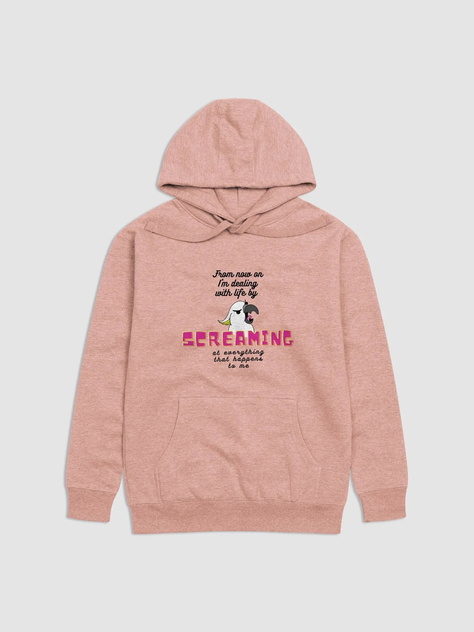 Screaming Cockatoo with Text Long Hoodie Multicolor product image (5)