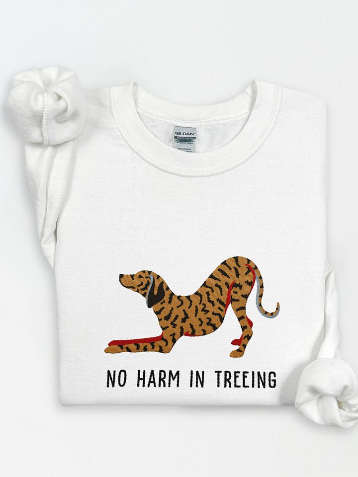 No Harm in Treeing Sweatshirt (Embroidered) of a Plott Hound(Tan Brindle) product image (1)