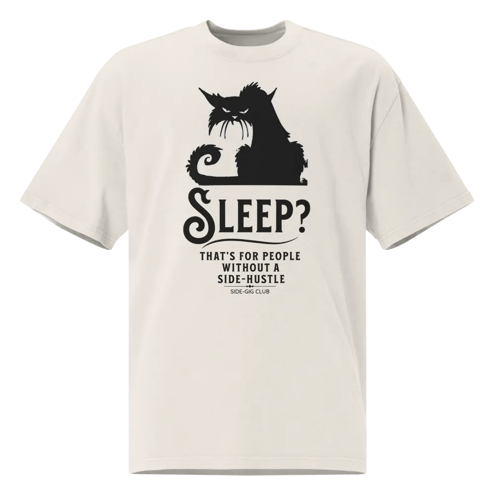 Sleepless Grind: Hustler Cat Oversized Tee in Vivid Black product image (2)