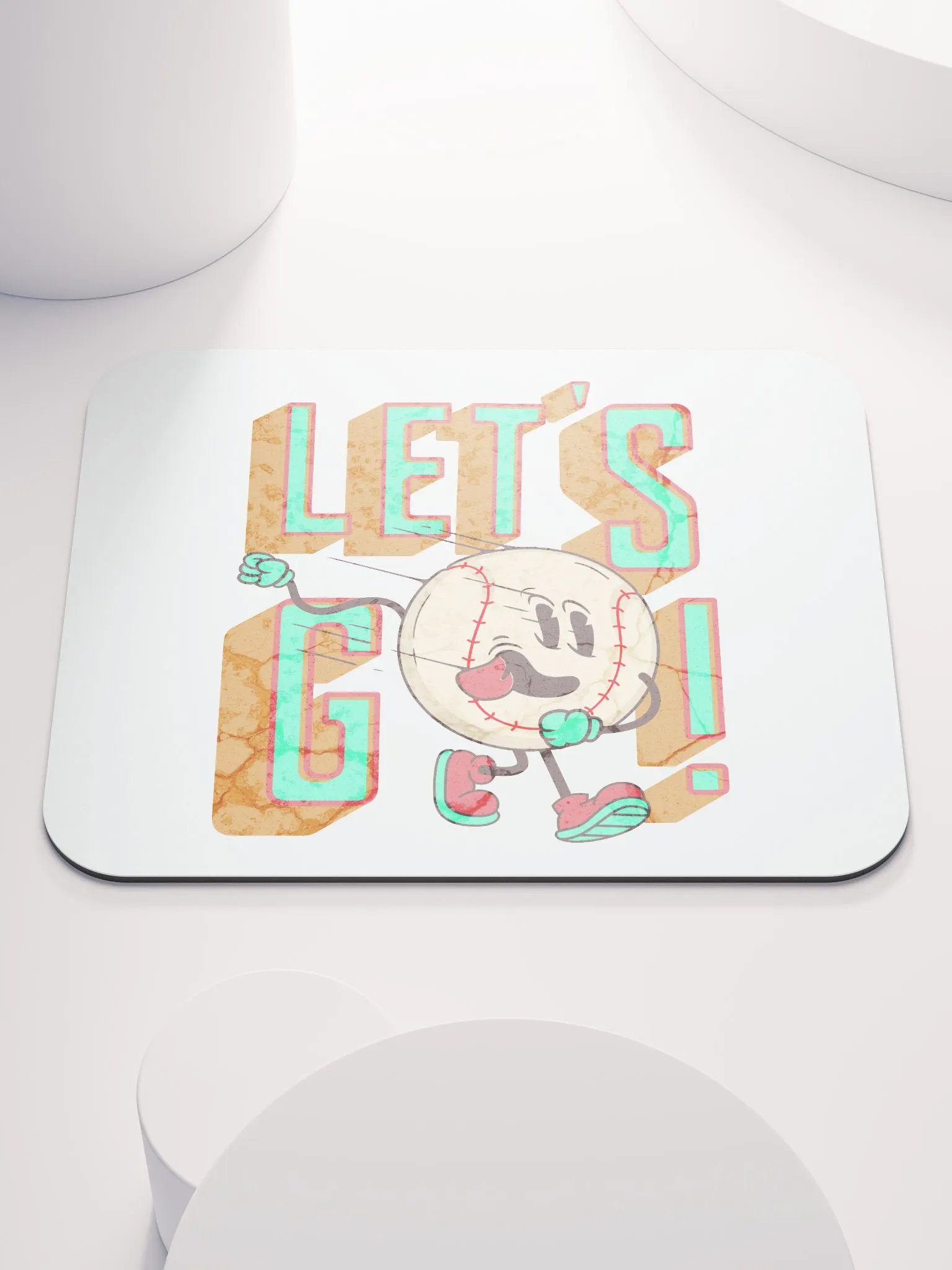 Lets Go Baseball Mascot Energetic Mouse Pad product image (1)