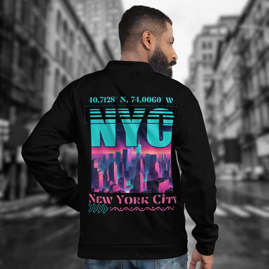 NYC New York City Graphic All Over Print Bomber Jacket product image (3)