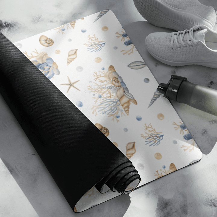 Underwater Seashells Pattern Yoga Mat by Treasure Pie product image (2)