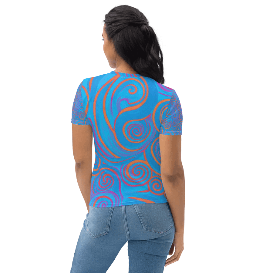 Funky Blue Dreams Liquid Tie-Dye Women's Crewneck T-shirt product image (8)