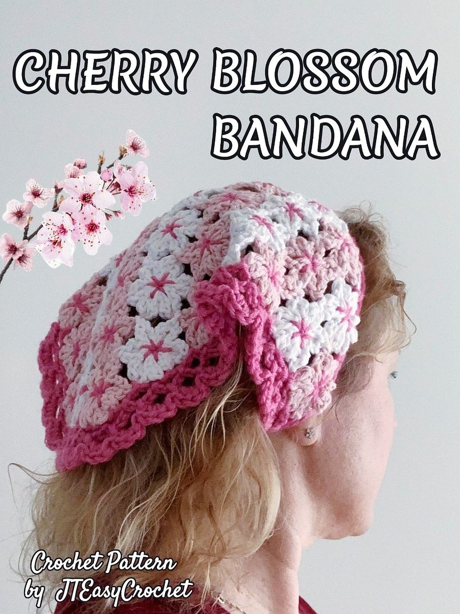 Cherry Blossom Flowers Bandana Crochet Pattern product image (3)