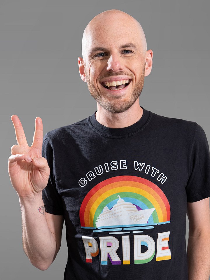 Women's Cruise with Ben and David Rainbow Pride T-Shirt - Black product image (2)