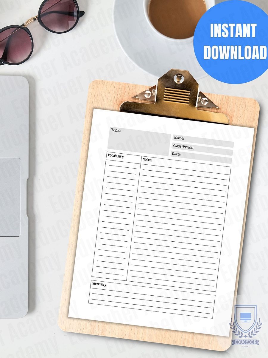 Cornell Notes Template Printable | 8.5x11 Study Guide PDF for Students & Teachers product image (7)