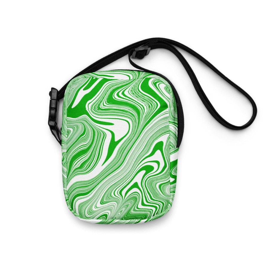Utility Crossbody Bag - Green and White Liquid Swirls product image (6)