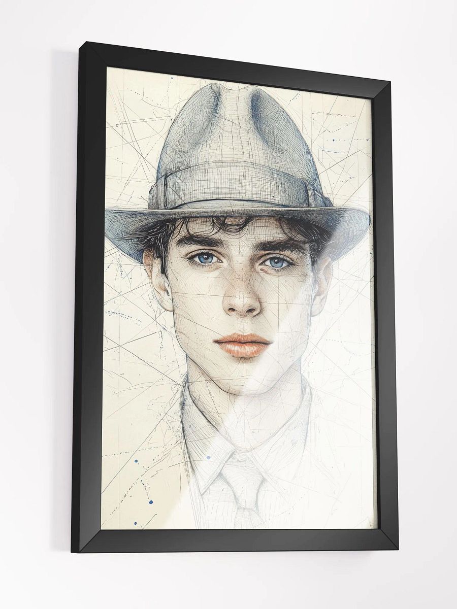 Classic Elegance: Line Art Portrait of a Man in a Fedora product image (3)