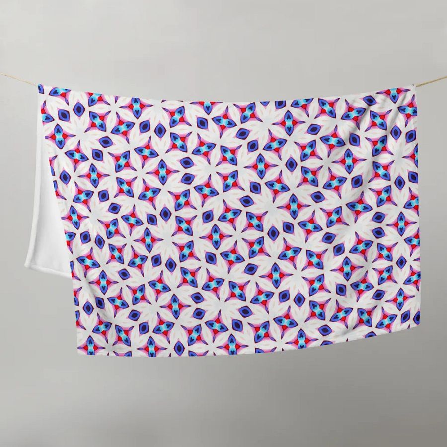 White, Blue & Red Seamless Diamond Patterned Throw Blanket product image (9)