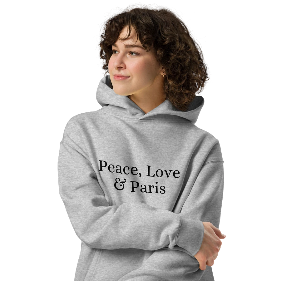 Peace, Love and Paris Unisex Oversized Hoodie | Black Ink product image (14)