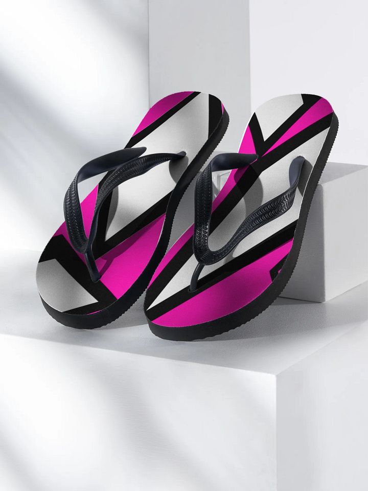 Flip-flops, pink, black, and white abstract product image (1)