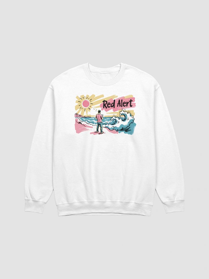 Red Alert Beach Art Print – Sunset Danger Warning Sweatshirt product image (3)