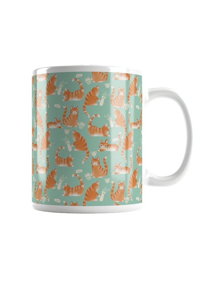 Bad Orange Tabby Cats Knocking Stuff Over Mug, Green product image (2)