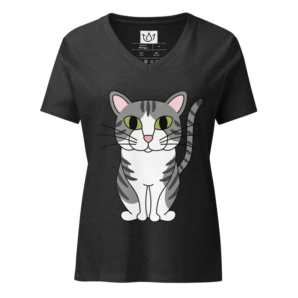 Tabby Cat Women's Relaxed V-Neck Tee product image (3)