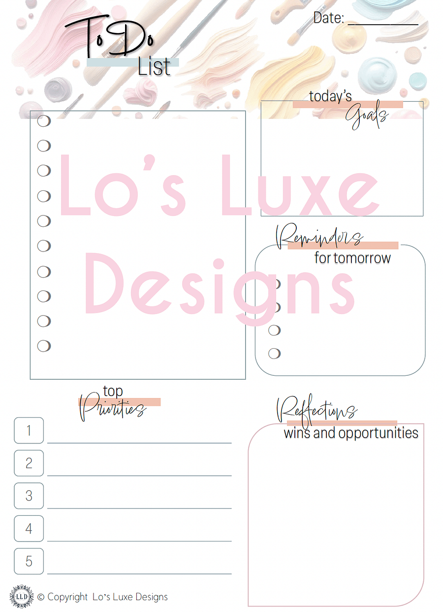 Artistic Paint To Do List Bundle - 8.5x11 - Printable product image (1)