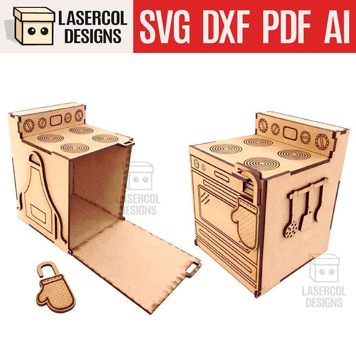 Oven Shaped Box - Laser Cut Files product image (1)