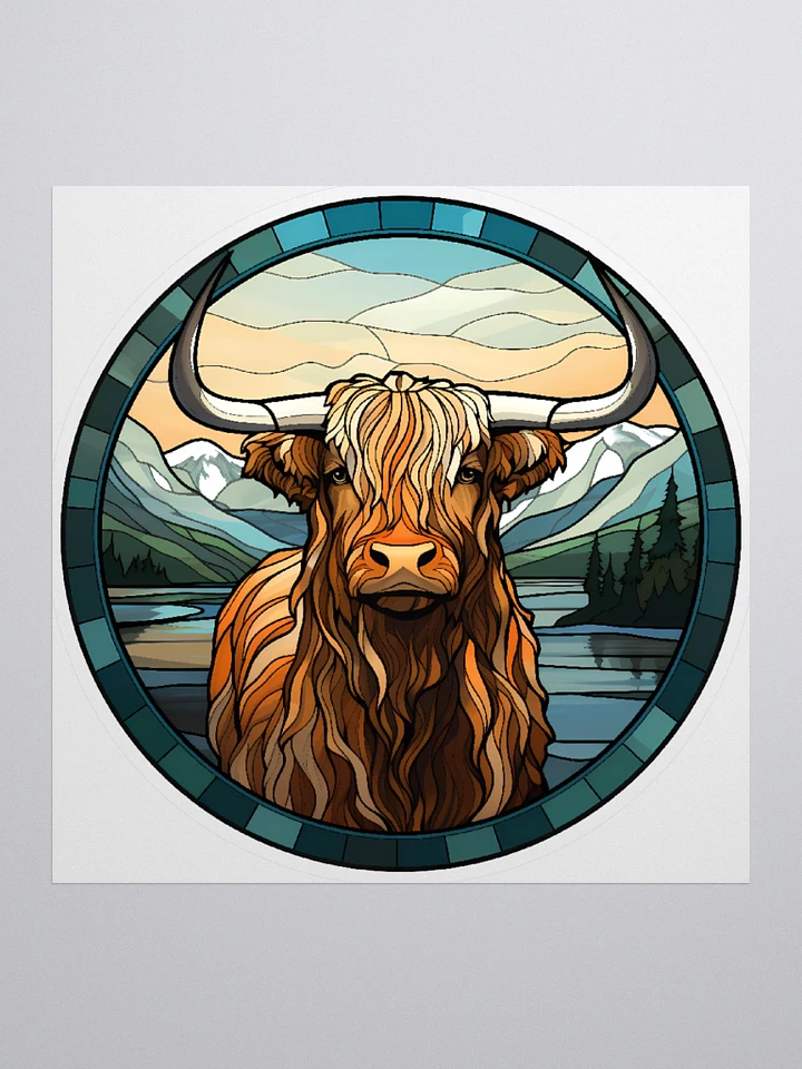 Stained Glass Highland Cow Sticker product image (1)