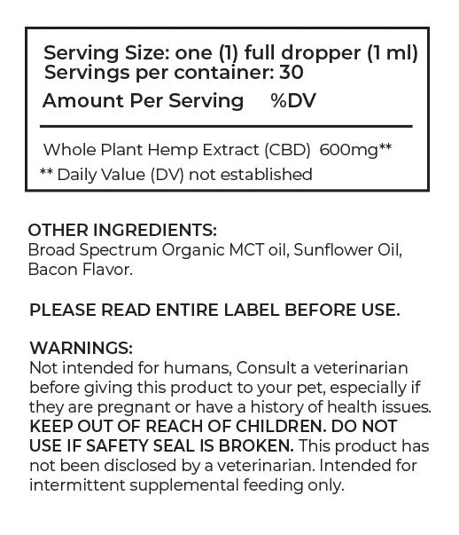 Cookies - CBD Pet Tincture 30ml 600mg - Bacon for Dogs product image (2)