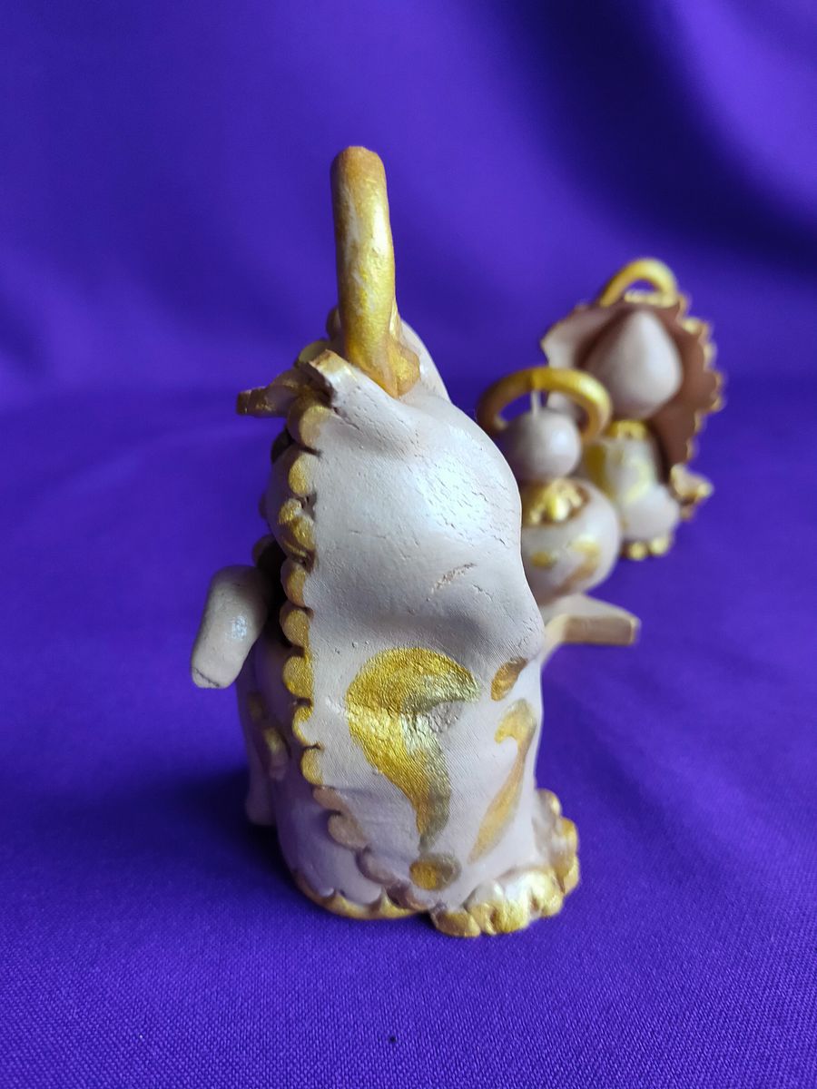 Conjunto presépio dourado de 3 peças, feita à mão, Sagrada Família elegante, decoração de Natal product image (7)