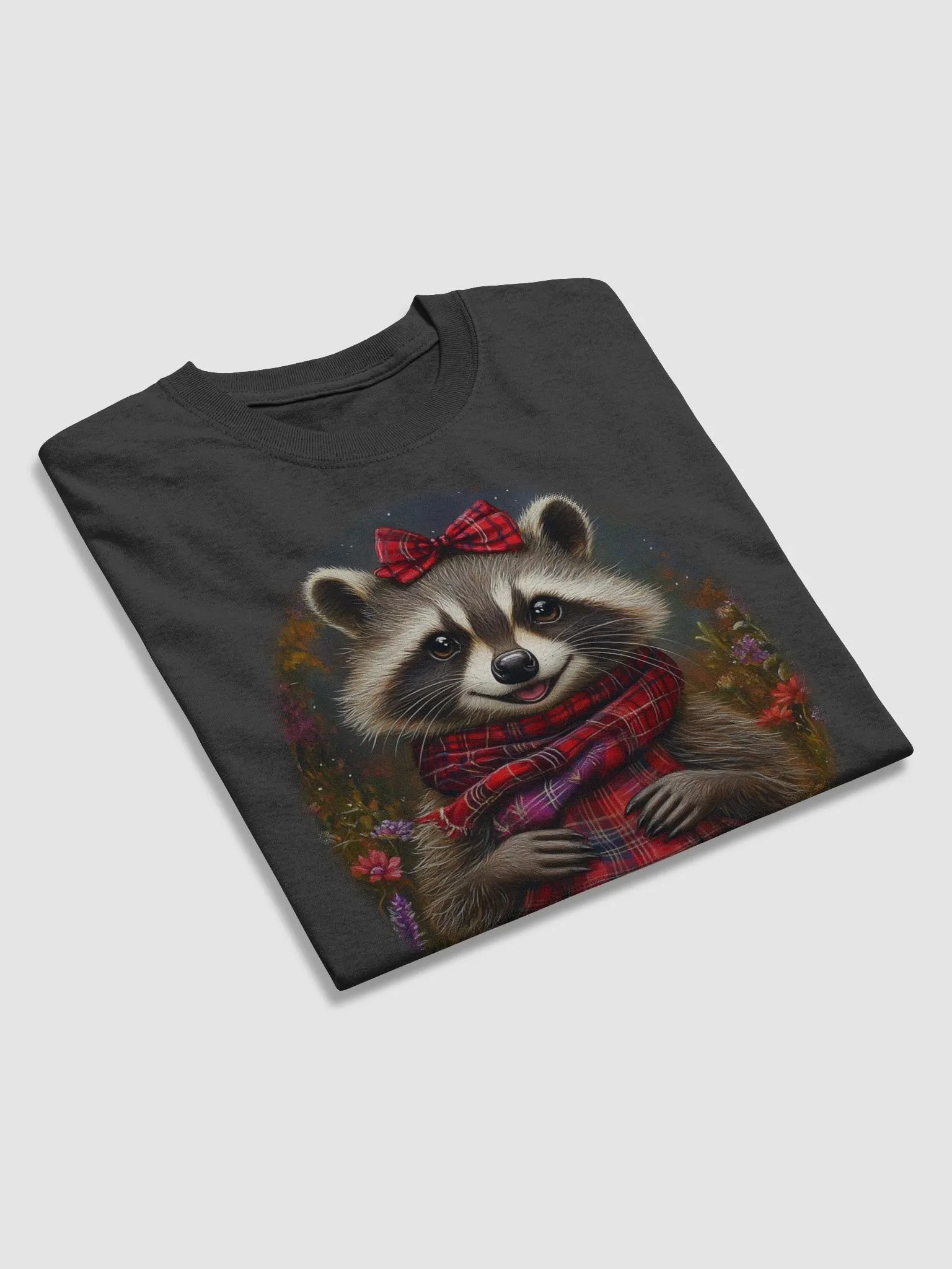 Whimsical Raccoon Plaid T-Shirt product image (3)
