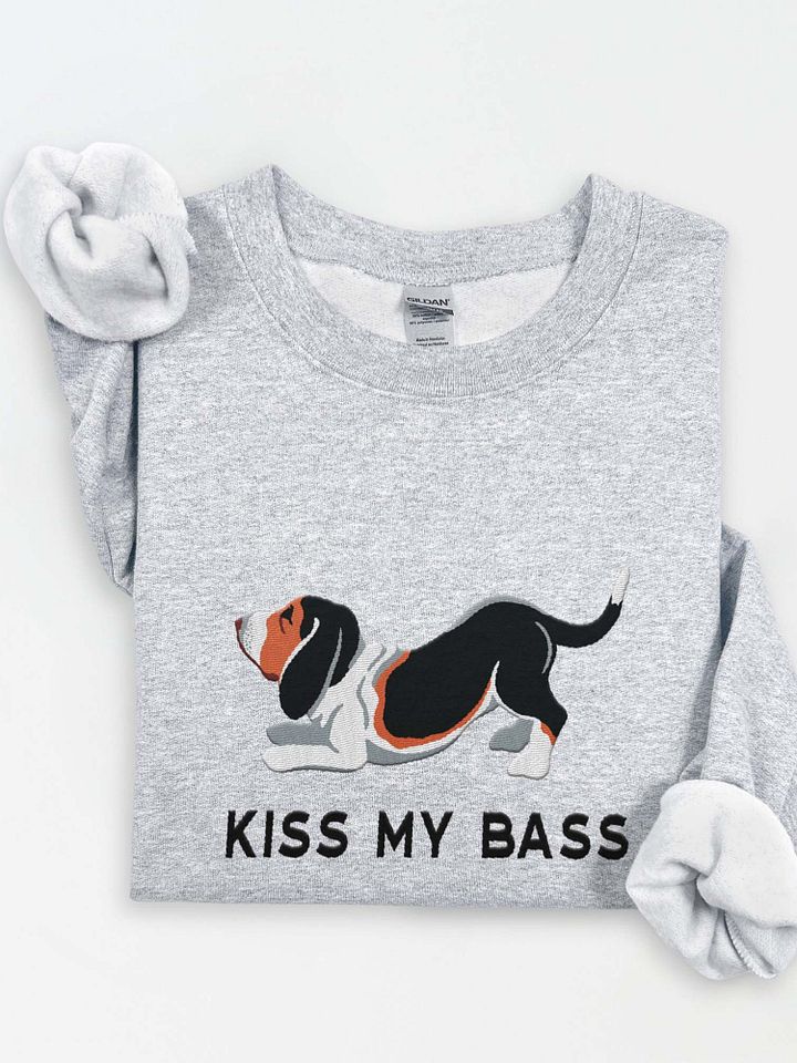 Kiss My Bass(2) Sweatshirt (Embroidered) of a Basset Hound(Tricolor) product image (1)