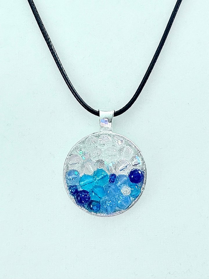 Horizon Sea Glass [Round Bead] Pendant Necklace | Handmade Bead & Sea Glass Art | Coastal Charm Jewelry by Monique Faella Designs™ | MFD-00018 product image (1)