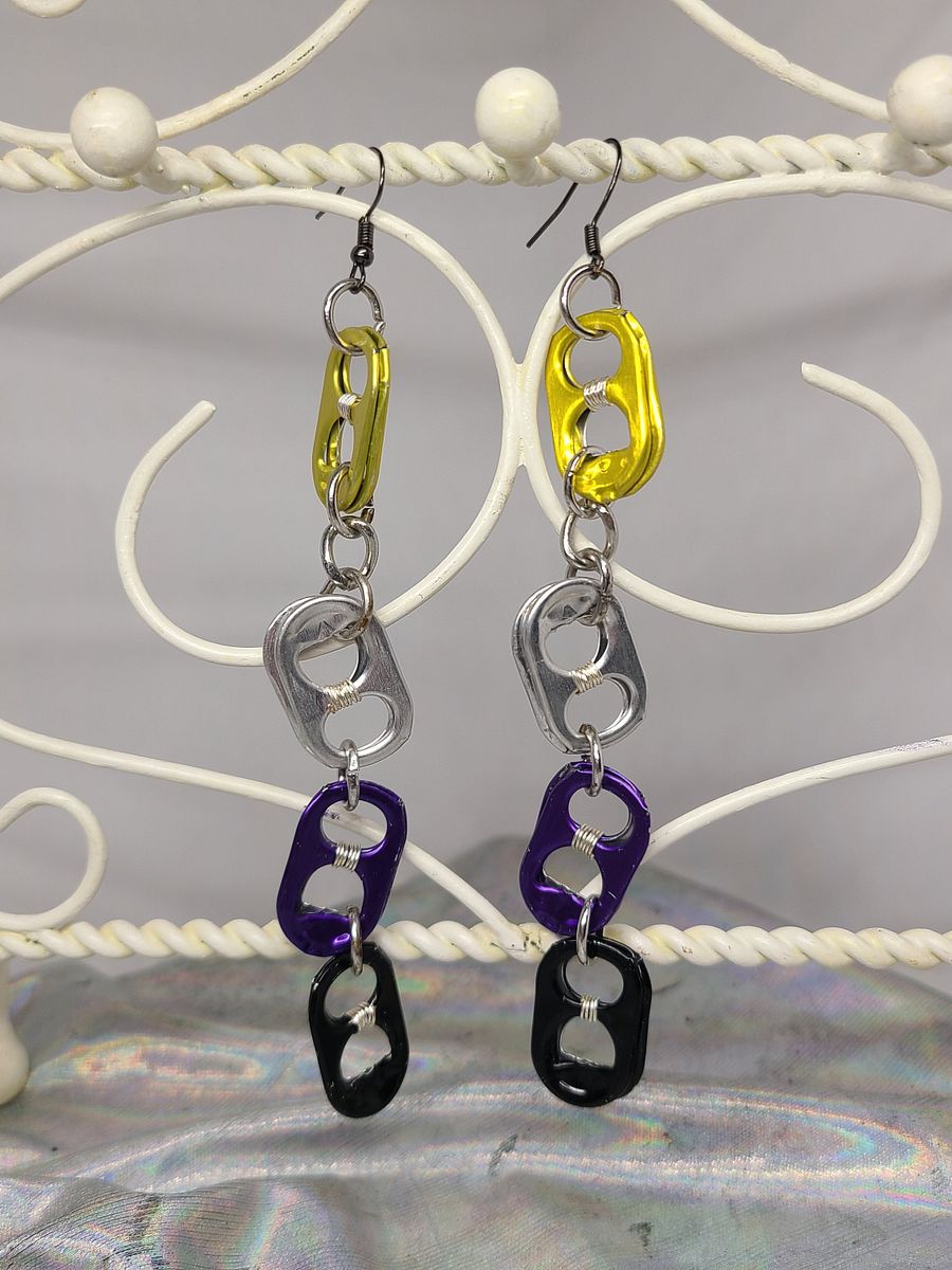 Non-binary pride wire wrapped trash earrings product image (2)