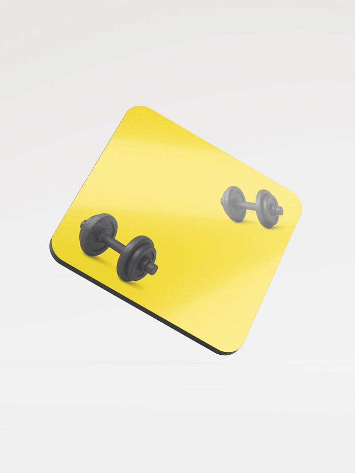 Yellow Black Double Dumbbell Cork Coaster product image (1)