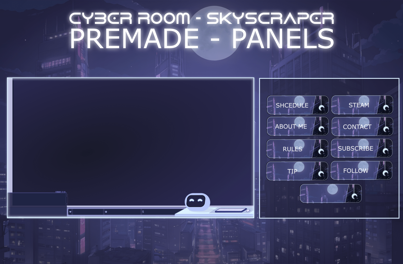 CYBER ROOM - SKYSCRAPER STREAM OVERLAY - PREMADE OVERLAY ANIMTED - NIGHT SKYSCRAPER STREAM OVERLAY - ROBOT STREAM OVERLAY product image (3)