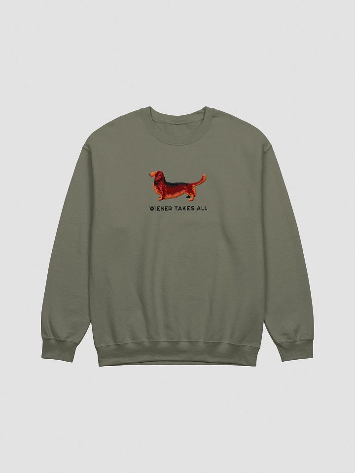 Wiener Takes All Sweatshirt (Embroidered) of a Longhaired Dachshund(Red) product image (7)