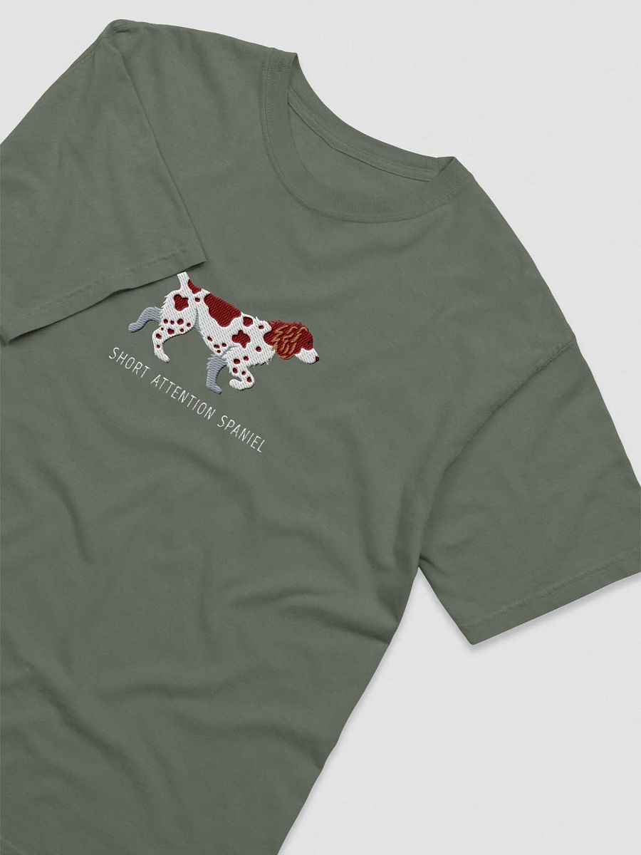 Short Attention Spaniel T-Shirt(Embroidered) of a Brittany Spaniel(Liver) product image (5)