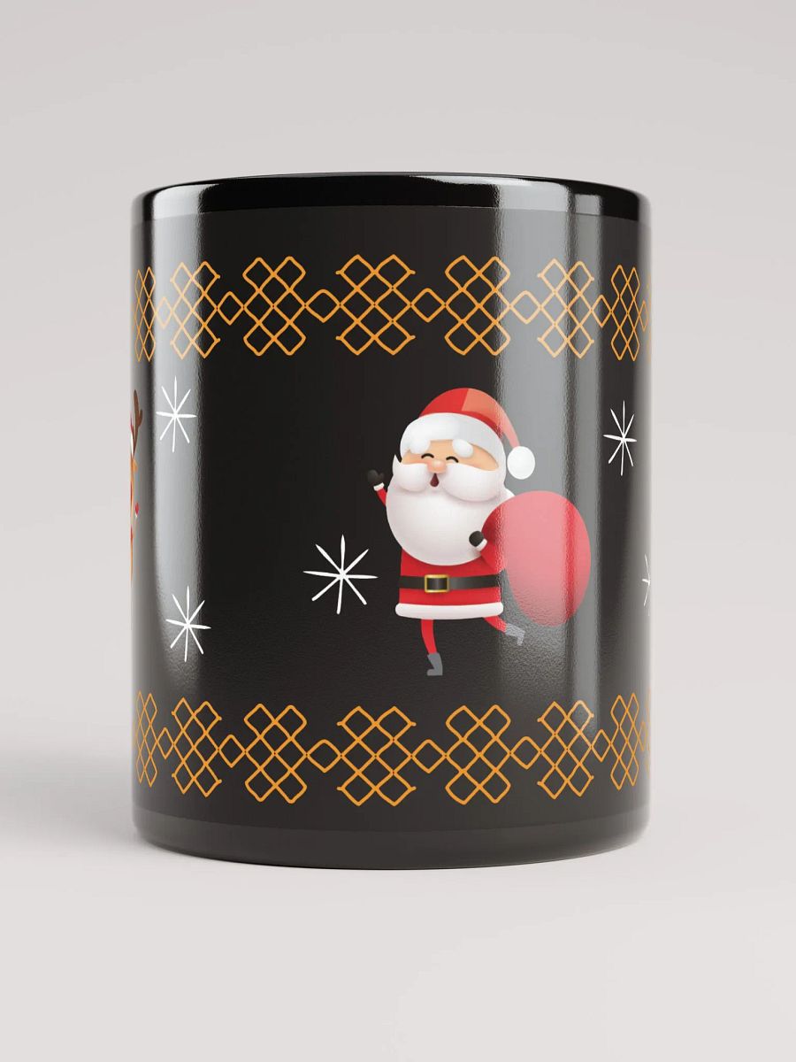 santa claus golden border shiny black mug product image (5)