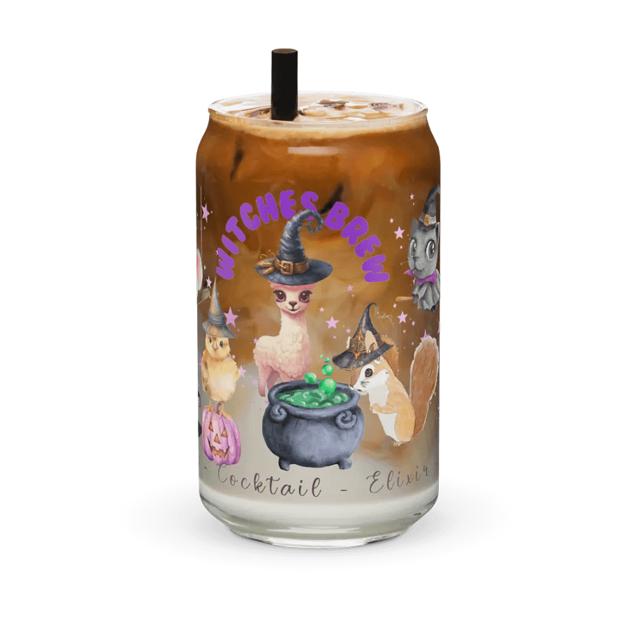 Witches Brew Coven: The Enchanted Gathering Glass Can Tumbler | 16oz | Optional Bamboo Lid & Straw product image (3)